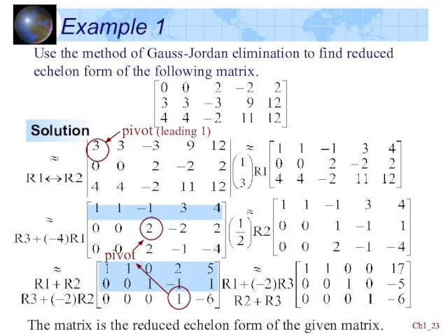 Ch1_ Ch1_ Example 1 Use the method of Gauss-Jordan elimination to find