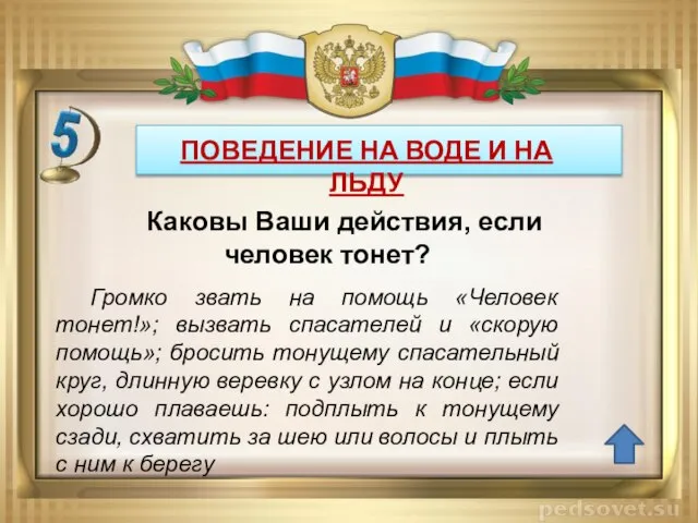 ПОВЕДЕНИЕ НА ВОДЕ И НА ЛЬДУ Громко звать на помощь «Человек тонет!»;