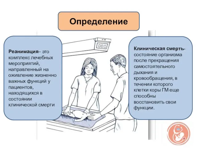 Реанимация– это комплекс лечебных мероприятий, направленный на оживление жизненно важных функций у