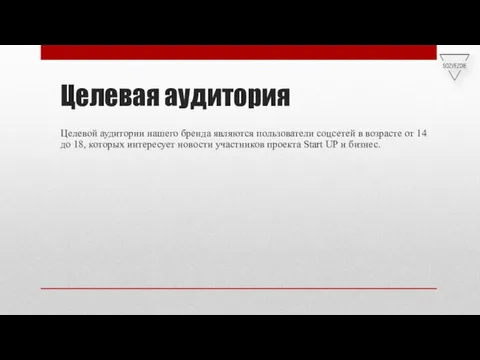 Целевая аудитория Целевой аудитории нашего бренда являются пользователи соцсетей в возрасте от