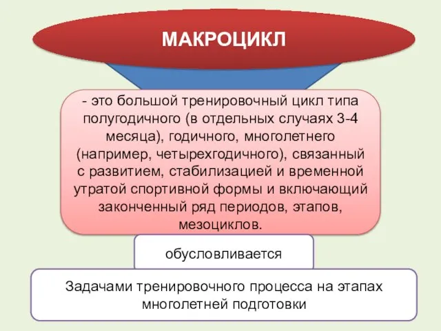 МАКРОЦИКЛ - это большой тренировочный цикл типа полугодичного (в отдельных случаях 3-4