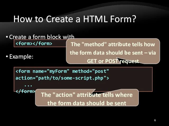 How to Create a HTML Form? Create a form block with Example:
