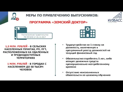 МЕРЫ ПО ПРИВЛЕЧЕНИЮ ВЫПУСКНИКОВ: 1,5 МЛН. РУБЛЕЙ - В СЕЛЬСКИХ НАСЕЛЕННЫХ ПУНКТАХ,