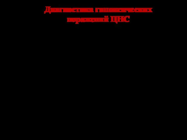 Диагностика гипоксических поражений ЦНС Анамнез Клинические симптомы и синдромы Результаты дополнительных методов