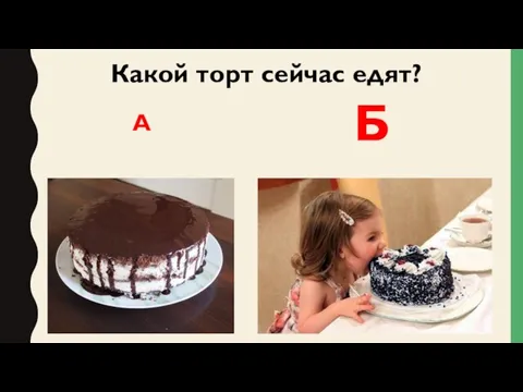 Какой торт сейчас едят? А Б