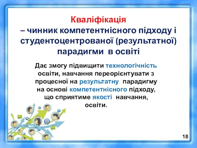 Кваліфікація – чинник компетентнісного підходу і студентоцентрованої (результатної) парадигми в освіті Дає