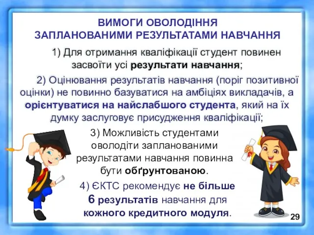 ВИМОГИ ОВОЛОДІННЯ ЗАПЛАНОВАНИМИ РЕЗУЛЬТАТАМИ НАВЧАННЯ 1) Для отримання кваліфікації студент повинен засвоїти