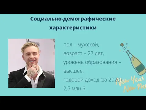 пол – мужской, возраст – 27 лет, уровень образования – высшее, годовой