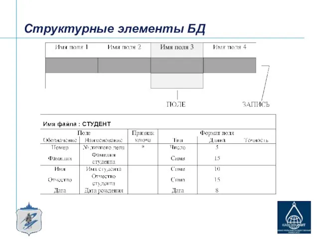 Структурные элементы БД