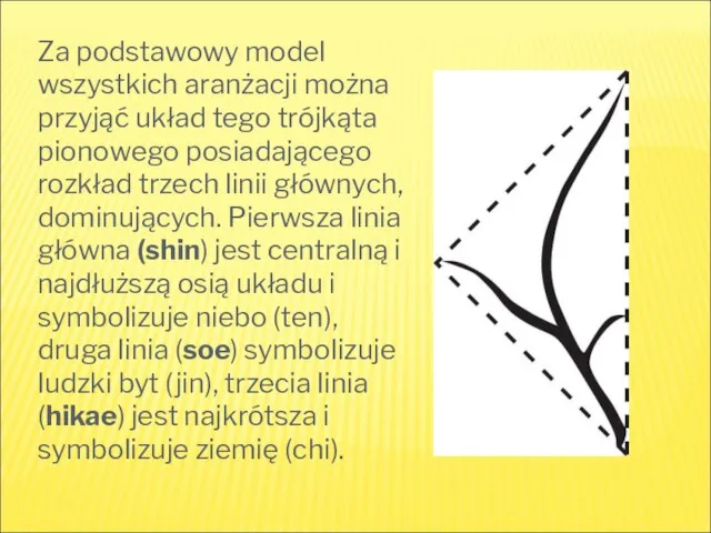 Za podstawowy model wszystkich aranżacji można przyjąć układ tego trójkąta pionowego posiadającego