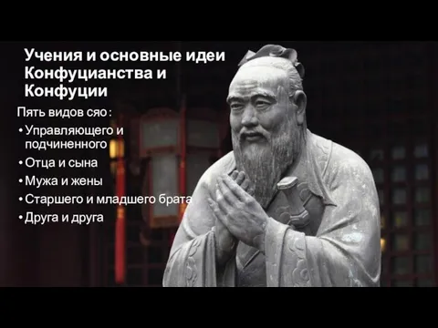 Учения и основные идеи Конфуцианства и Конфуции Пять видов сяо： Управляющего и