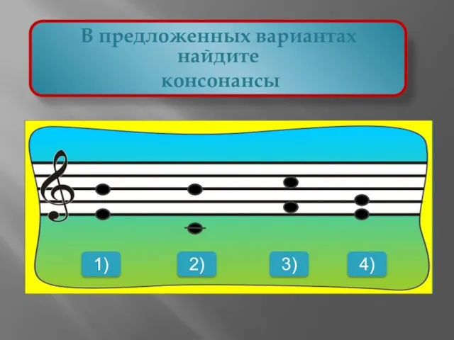 В предложенных вариантах найдите консонансы 1) 2) 3) 4)