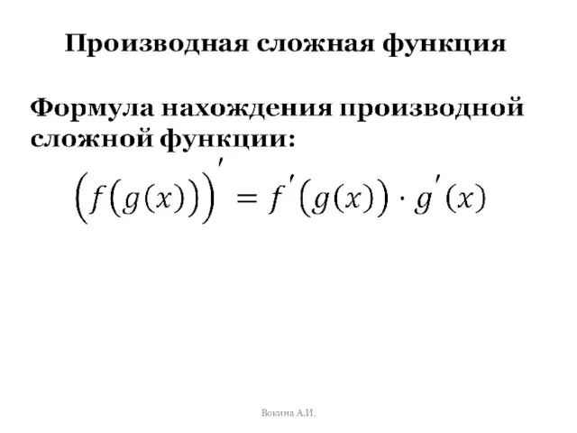 Производная сложная функция Вокина А.И.