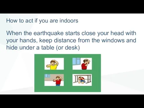 How to act if you are indoors When the earthquake starts close