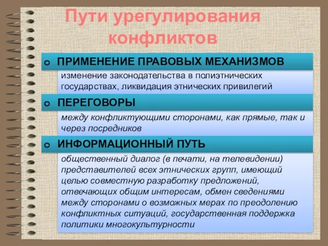 изменение законо­дательства в полиэтнических государствах, ликвидация этнических привилегий ПРИМЕНЕНИЕ ПРАВОВЫХ МЕХАНИЗМОВ Пути