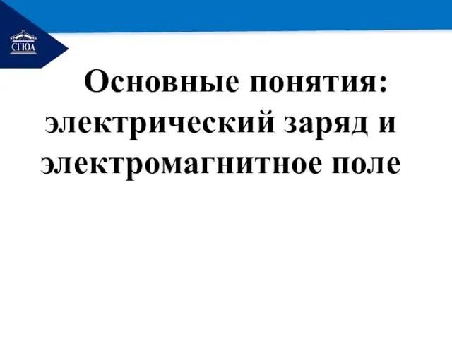 РЕМОНТ Основные понятия: электрический заряд и электромагнитное поле