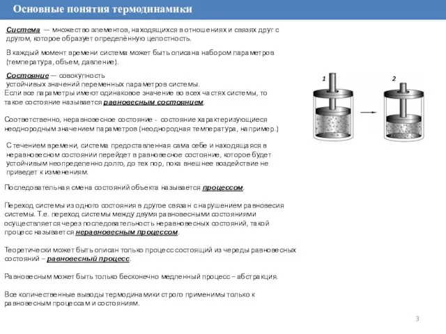 Основные понятия термодинамики Система — множество элементов, находящихся в отношениях и связях