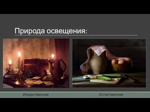 Природа освещения: Искусственное Естественное