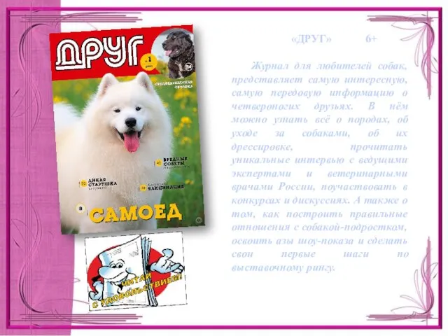 «ДРУГ» 6+ Журнал для любителей собак, представляет самую интересную, самую передовую информацию
