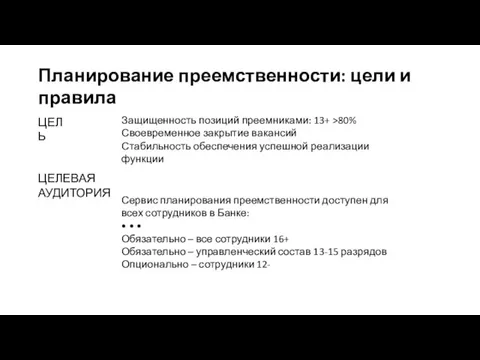 Планирование преемственности: цели и правила Сервис планирования преемственности доступен для всех сотрудников