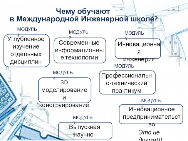 Чему обучают в Международной Инженерной школе? Углубленное изучение отдельных дисциплин Инновационная инженерия