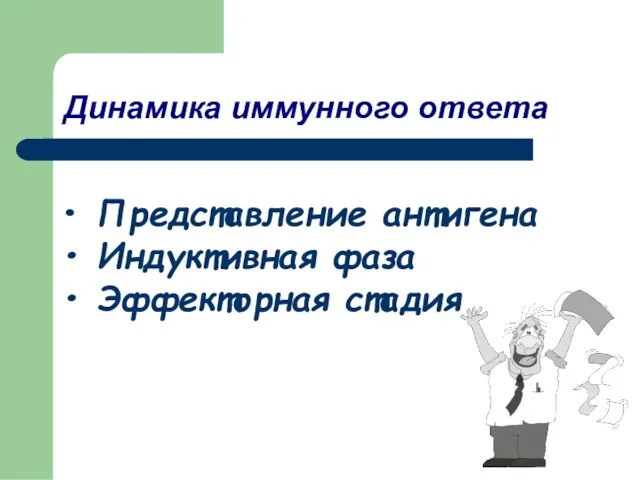 Представление антигена Индуктивная фаза Эффекторная стадия Динамика иммунного ответа