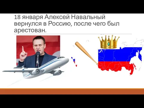 18 января Алексей Навальный вернулся в Россию, после чего был арестован.