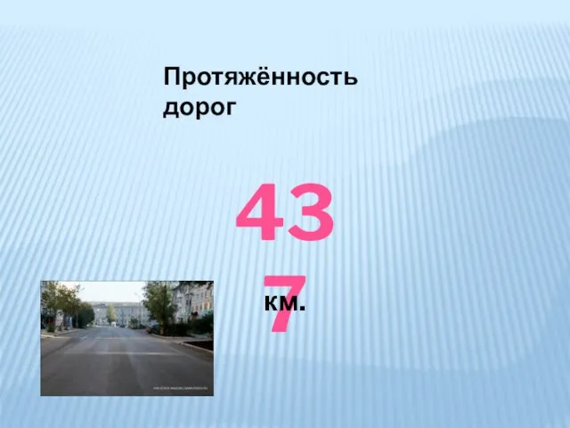 Протяжённость дорог 437 км.