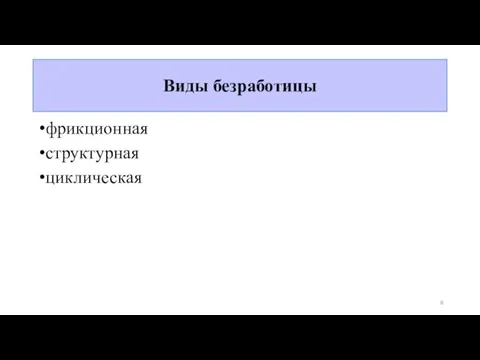 Виды безработицы фрикционная структурная циклическая