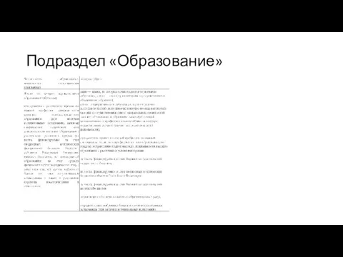 Подраздел «Образование»