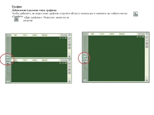 График Добавление/удаление окна графика Чтобы добавить на экран окно графика откройте область