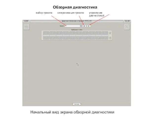 Обзорная диагностика Начальный вид экрана обзорной диагностики