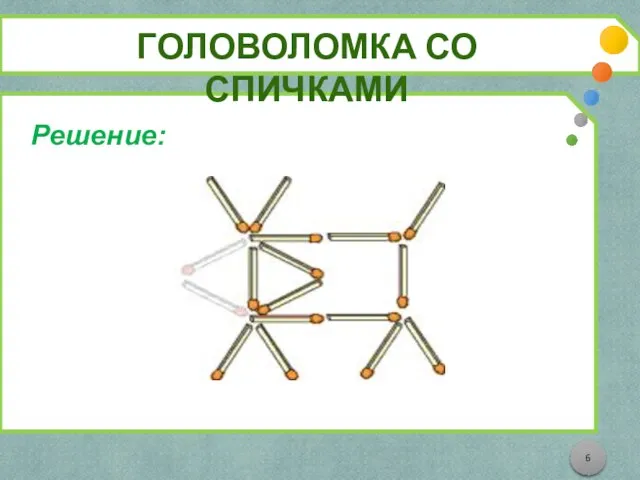 ГОЛОВОЛОМКА СО СПИЧКАМИ Решение: