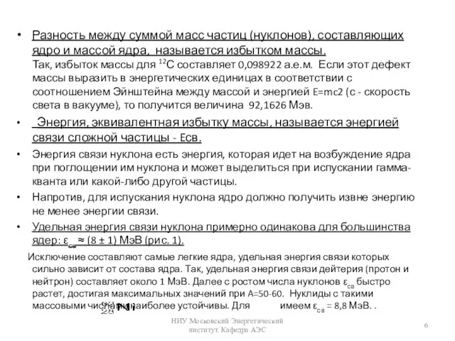 Разность между суммой масс частиц (нуклонов), составляющих ядро и массой ядра, называется