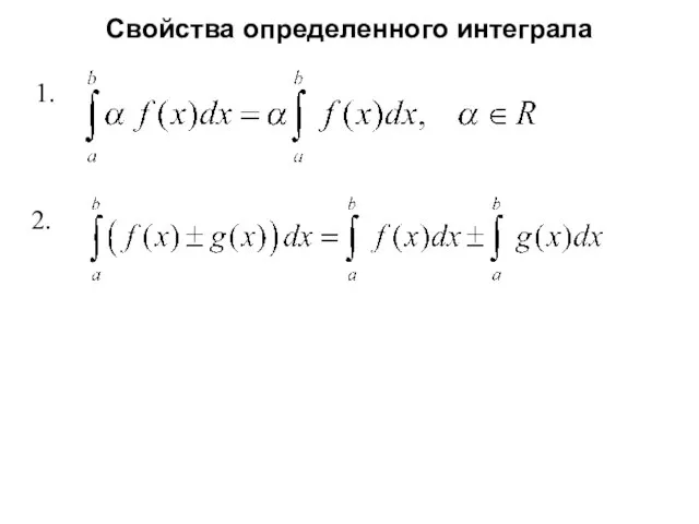 Свойства определенного интеграла 1. 2.
