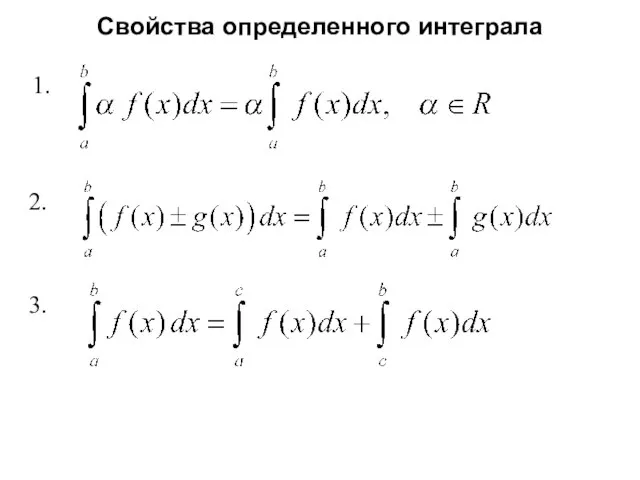 Свойства определенного интеграла 1. 2. 3.