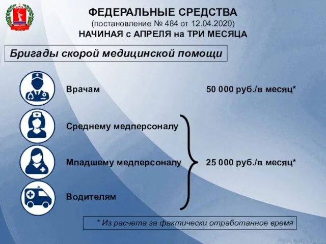 ФЕДЕРАЛЬНЫЕ СРЕДСТВА (постановление № 484 от 12.04.2020) НАЧИНАЯ с АПРЕЛЯ на ТРИ