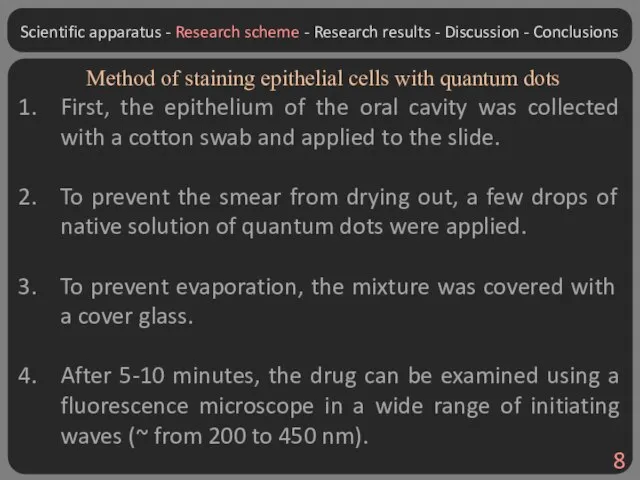 Method of staining epithelial cells with quantum dots First, the epithelium of