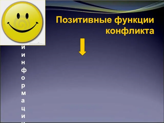 Позитивные функции конфликта 1. Получение социального опыта 2. Нормализация морального состояния 3.