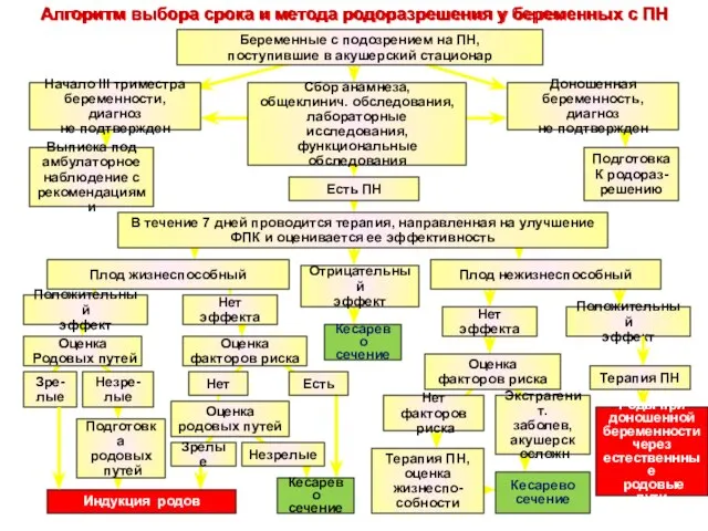 Беременные с подозрением на ПН, поступившие в акушерский стационар Алгоритм выбора срока