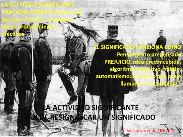 LA ACTIVIDAD SIGNIFICANTE PUEDE RESIGNIFICAR UN SIGNIFICADO Degradación de Dreyfus LA ACTIVIDAD