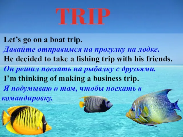 TRIP Let’s go on a boat trip. Давайте отправимся на прогулку на