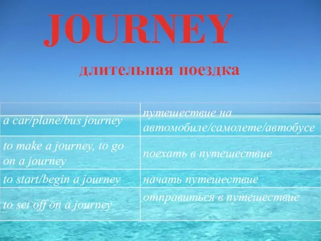 JOURNEY длительная поездка