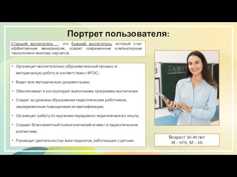 Организует воспитательно-образовательный процесс и методическую работу в соответствии с ФГОС; Ведет всю