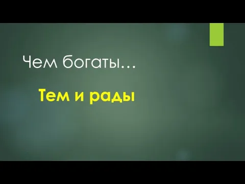 Чем богаты… Тем и рады