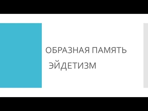 ОБРАЗНАЯ ПАМЯТЬ ЭЙДЕТИЗМ