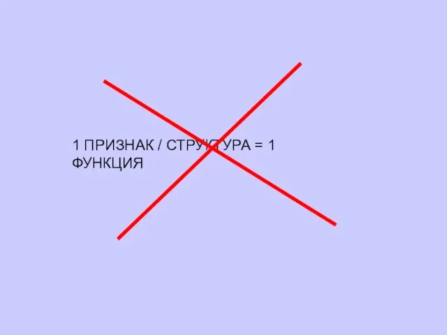 1 ПРИЗНАК / СТРУКТУРА = 1 ФУНКЦИЯ