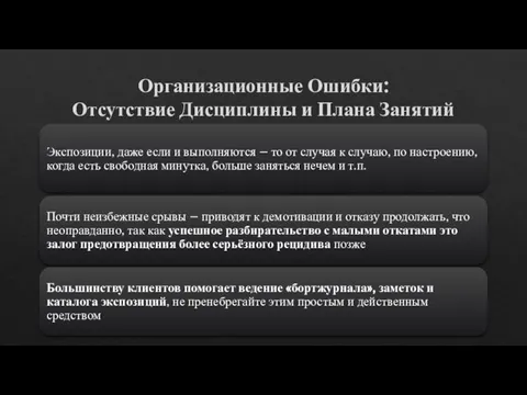 Организационные Ошибки: Отсутствие Дисциплины и Плана Занятий