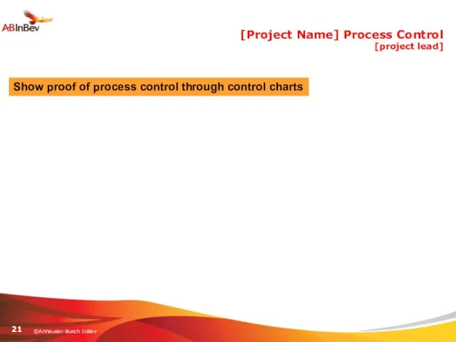 [Project Name] Process Control [project lead] Show proof of process control through control charts