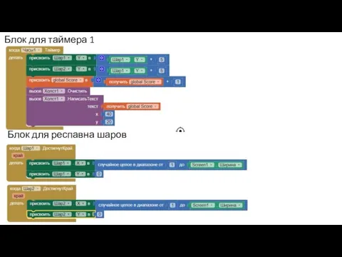 Блок для таймера 1 Блок для респавна шаров